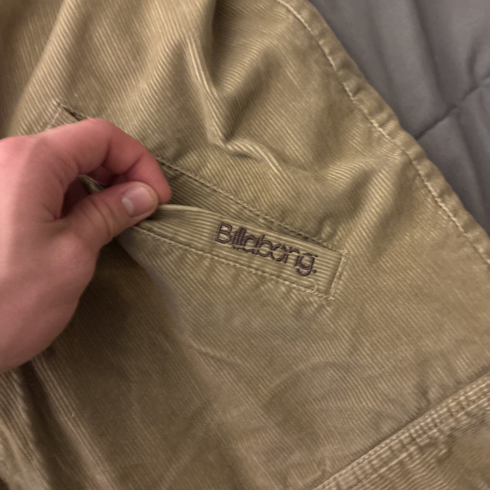 Y2K Billabong Jacket Beige Corduroy Zip Bomber Sherpa Lined Men's Large - Picture 4 of 10